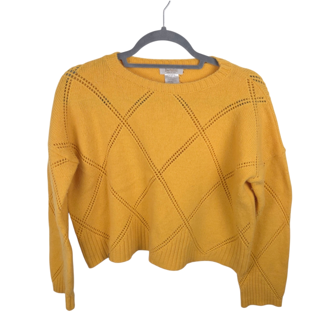 Bartolini Lamb Wool Blend Mustard Sweater with Geometric Pattern